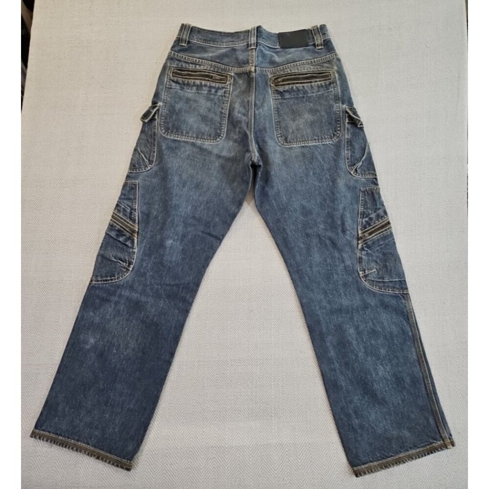 Sean John Jeans Men’s 32x32 Blue Y2K Hip Hop Baggy Wide Leg Denim Zip Pockets - Picture 2 of 13